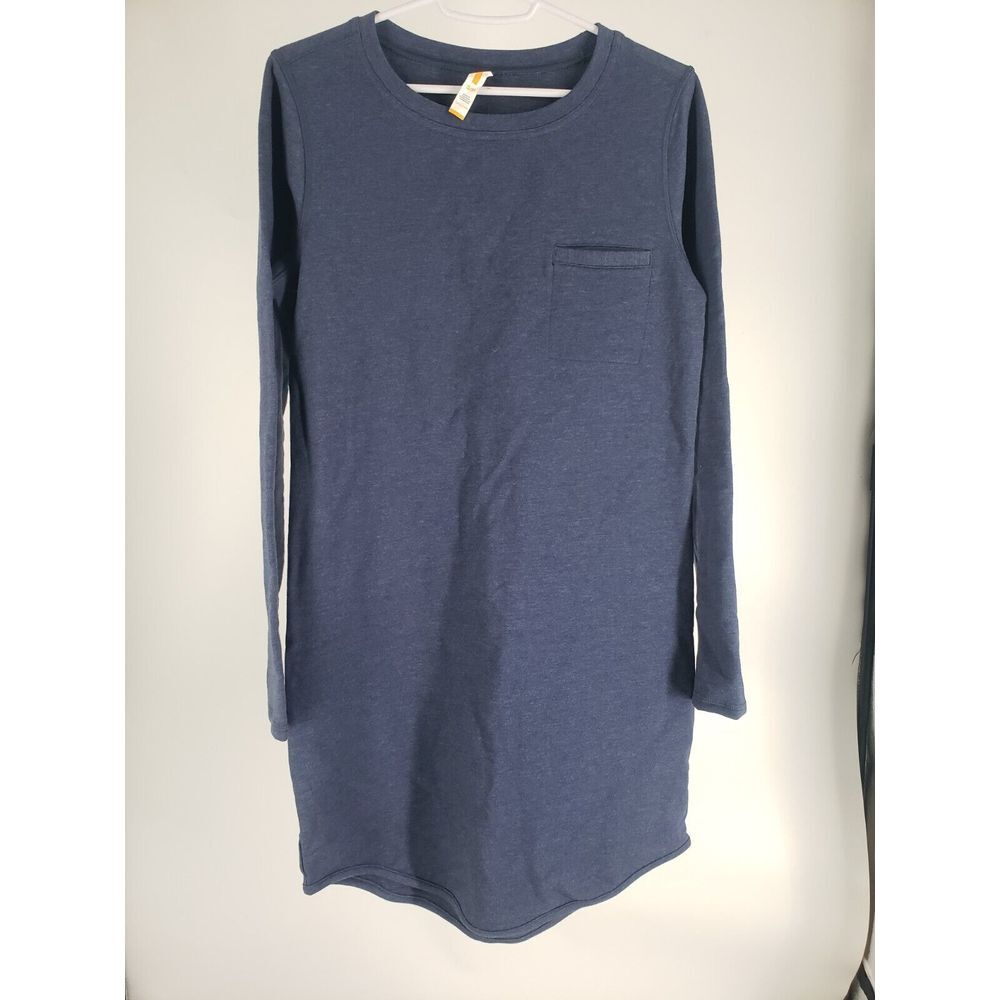Lucy Long Sleeve Knee Length Shirt Night Dress Size S Blue w/ Pocket Leisure
